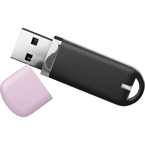 USB-Stick StylishDrive 2.0 , schwarz / zartrosa MB , 8 GB , Gummiplastik, Kunststoff MB , 6,20cm x 0,75cm x 2,00cm (Länge x Höhe x Breite), Bild 1