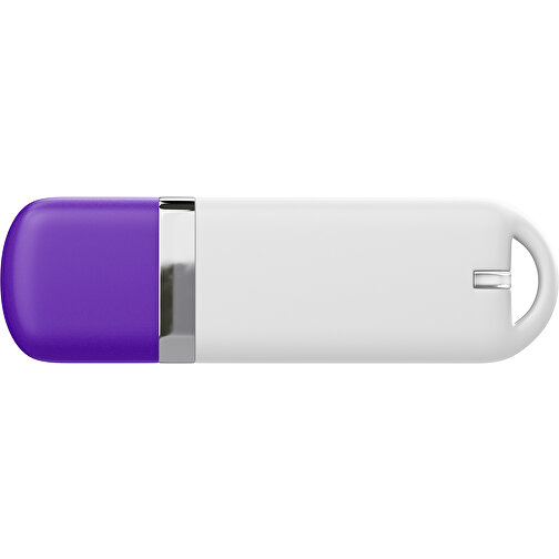 USB-Stick StylishDrive 2.0 , weiß / violet MB , 8 GB , Gummiplastik, Kunststoff MB , 6,20cm x 0,75cm x 2,00cm (Länge x Höhe x Breite), Bild 2