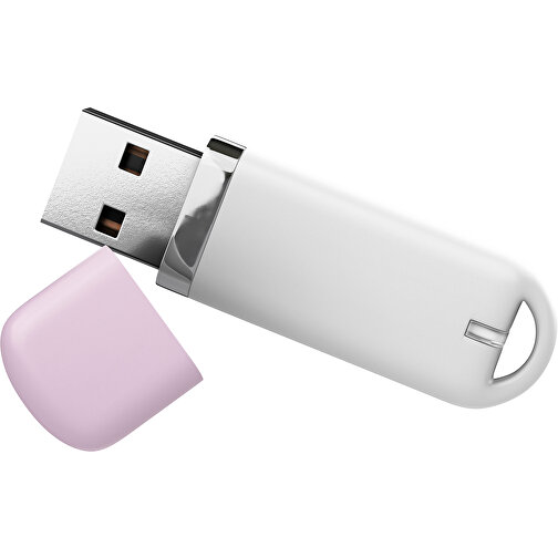 USB-Stick StylishDrive 2.0 , weiß / zartrosa MB , 8 GB , Gummiplastik, Kunststoff MB , 6,20cm x 0,75cm x 2,00cm (Länge x Höhe x Breite), Bild 1