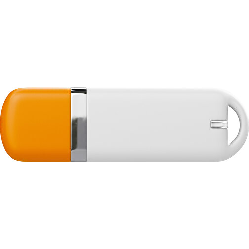 USB-Stick StylishDrive 2.0 , weiß / gelborange MB , 8 GB , Gummiplastik, Kunststoff MB , 6,20cm x 0,75cm x 2,00cm (Länge x Höhe x Breite), Bild 2