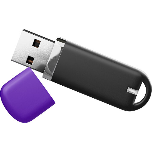 USB-Stick StylishDrive 2.0 , schwarz / violet MB , 4 GB , Gummiplastik, Kunststoff MB , 6,20cm x 0,75cm x 2,00cm (Länge x Höhe x Breite), Bild 1