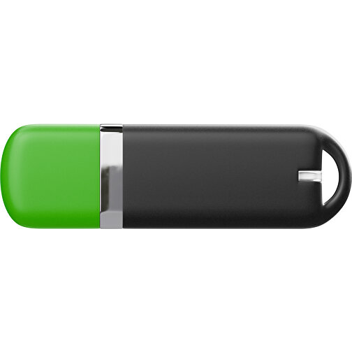 USB-Stick StylishDrive 2.0 , schwarz / grasgrün MB , 4 GB , Gummiplastik, Kunststoff MB , 6,20cm x 0,75cm x 2,00cm (Länge x Höhe x Breite), Bild 2