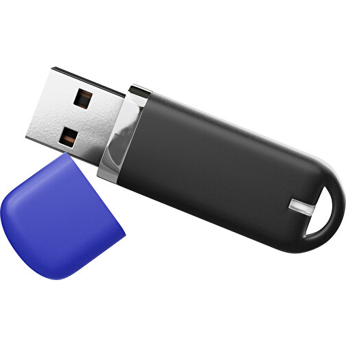 USB-Stick StylishDrive 2.0 , schwarz / blau MB , 4 GB , Gummiplastik, Kunststoff MB , 6,20cm x 0,75cm x 2,00cm (Länge x Höhe x Breite), Bild 1
