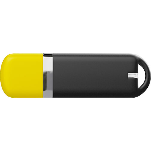 USB-Stick StylishDrive 2.0 , schwarz / gelb MB , 4 GB , Gummiplastik, Kunststoff MB , 6,20cm x 0,75cm x 2,00cm (Länge x Höhe x Breite), Bild 2