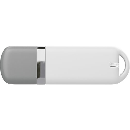 USB-Stick StylishDrive 2.0 , weiß / grau MB , 4 GB , Gummiplastik, Kunststoff MB , 6,20cm x 0,75cm x 2,00cm (Länge x Höhe x Breite), Bild 2