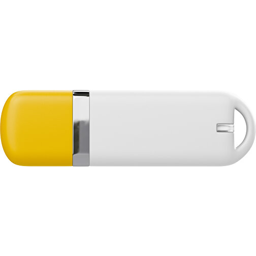 USB-Stick StylishDrive 2.0 , weiß / sonnengelb MB , 4 GB , Gummiplastik, Kunststoff MB , 6,20cm x 0,75cm x 2,00cm (Länge x Höhe x Breite), Bild 2