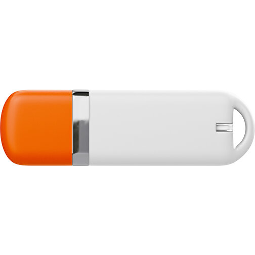 USB-Stick StylishDrive 2.0 , weiß / orange MB , 4 GB , Gummiplastik, Kunststoff MB , 6,20cm x 0,75cm x 2,00cm (Länge x Höhe x Breite), Bild 2