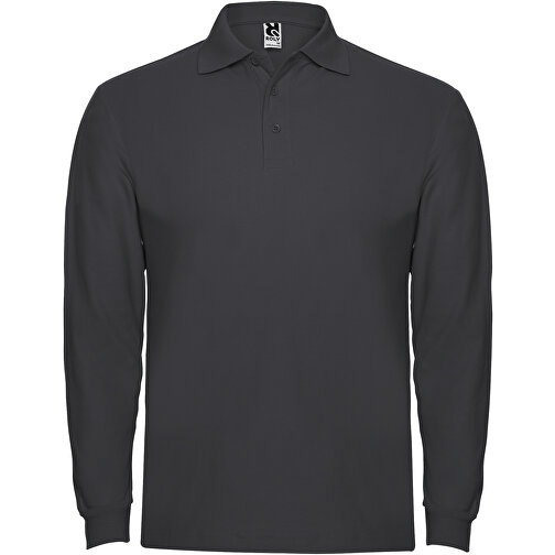 Estrella Langarm Poloshirt Für Herren , dark lead, Piqué Strick 100% Baumwolle, 220 g/m2, M, , Bild 1