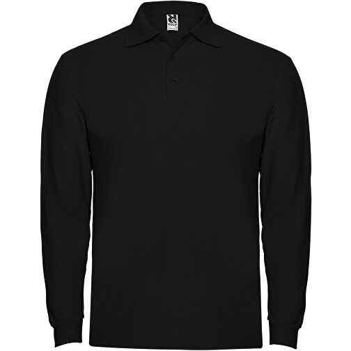 Estrella Langarm Poloshirt Für Herren , schwarz, Piqué Strick 100% Baumwolle, 220 g/m2, L, , Bild 1