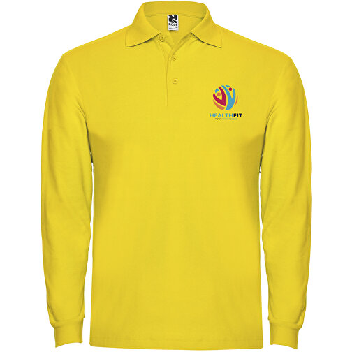 Estrella Langarm Poloshirt Für Herren , gelb, Piqué Strick 100% Baumwolle, 220 g/m2, 3XL, , Bild 2