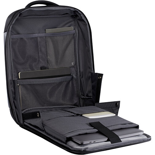 Expedition Pro 15,6' Kompakter Laptop-Rucksack GRS Recyclingmaterial 12 L , schwarz, 900D GRS zertifiziertes recyceltes Polyester, 29,00cm x 43,50cm x 11,00cm (Länge x Höhe x Breite), Bild 5