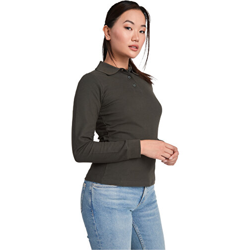 Estrella Langarm Poloshirt Für Damen , weiss, Piqué Strick 100% Baumwolle, 220 g/m2, XL, , Bild 5