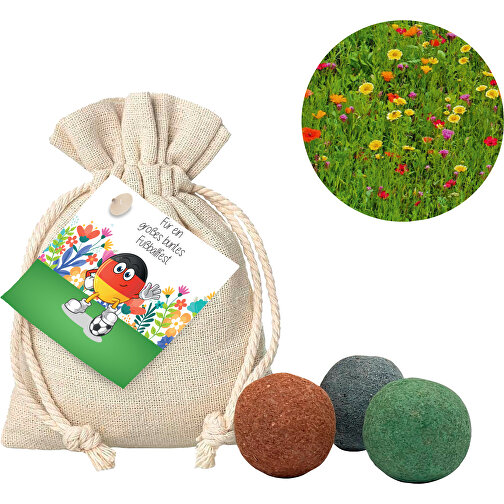 Festa del calcio grande e colorata, 3 palline di semi in un sacchetto, Immagine 1