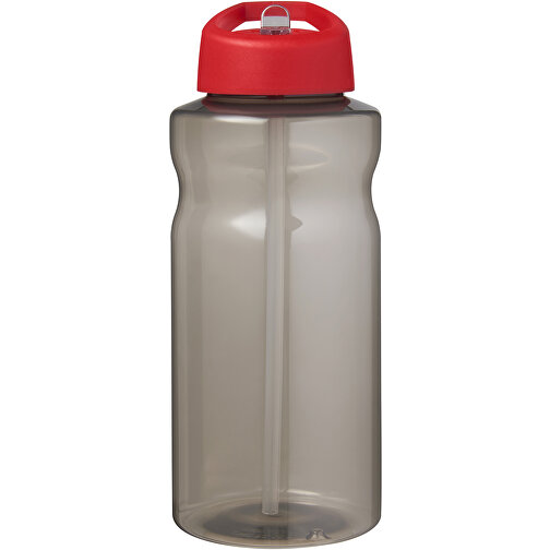 H2O Active® Eco Big Base 1L Sportflasche Mit Ausgussdeckel , kohle / rot, PCR Kunststoff, 72% PP Kunststoff, 17% SAN Kunststoff, 11% PE Kunststoff, 21,80cm (Höhe), Bild 3