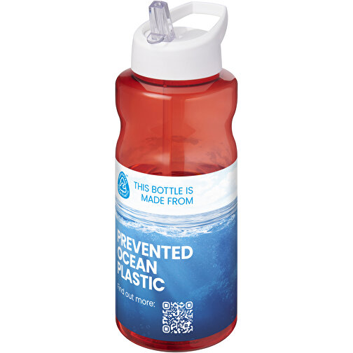 H2O Active® Eco Big Base 1L Sportflasche Mit Ausgussdeckel , rot / weiß, PCR Kunststoff, 72% PP Kunststoff, 17% SAN Kunststoff, 11% PE Kunststoff, 21,80cm (Höhe), Bild 2