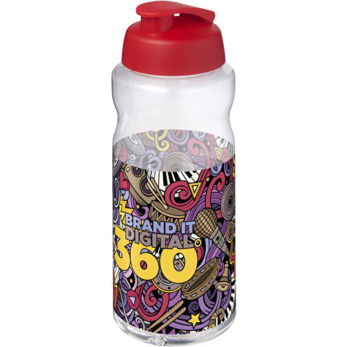 H2O Active® Big Base 1L Sportflasche Mit Klappdeckel , rot, PET Kunststoff, PP Kunststoff, 22,10cm (Höhe), Bild 2