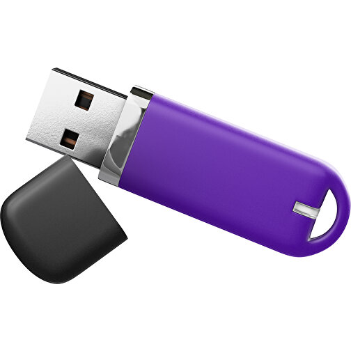 USB-Stick StylishDrive 2.0 , violet /schwarz MB , 2 GB , Gummiplastik, Kunststoff MB , 6,20cm x 0,75cm x 2,00cm (Länge x Höhe x Breite), Bild 1