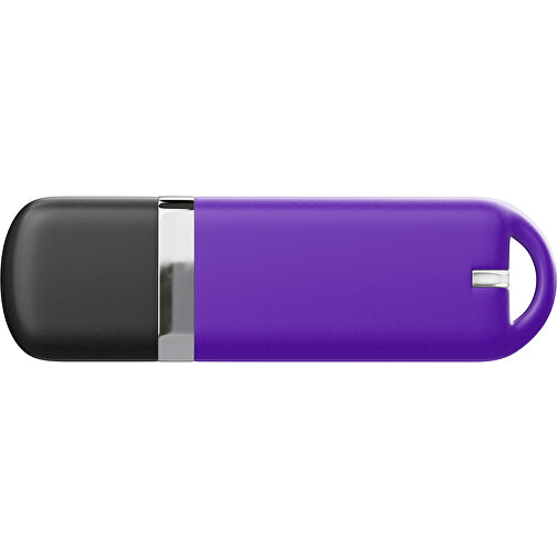 USB-Stick StylishDrive 2.0 , violet /schwarz MB , 2 GB , Gummiplastik, Kunststoff MB , 6,20cm x 0,75cm x 2,00cm (Länge x Höhe x Breite), Bild 2