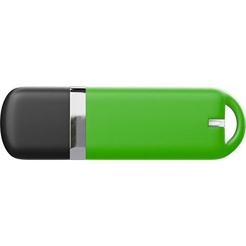 USB-Stick StylishDrive 2.0 , grasgrün /schwarz MB , 2 GB , Gummiplastik, Kunststoff MB , 6,20cm x 0,75cm x 2,00cm (Länge x Höhe x Breite), Bild 2