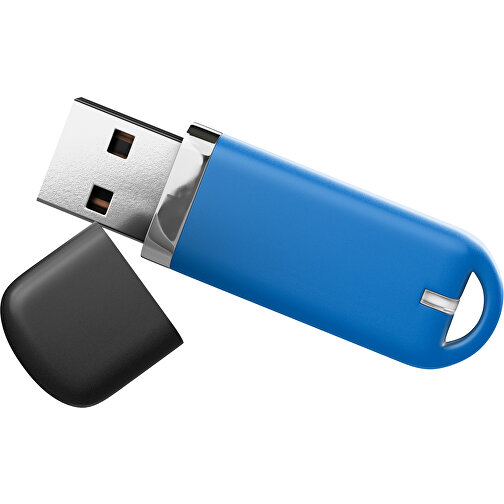 USB-Stick StylishDrive 2.0 , kobaltblau /schwarz MB , 2 GB , Gummiplastik, Kunststoff MB , 6,20cm x 0,75cm x 2,00cm (Länge x Höhe x Breite), Bild 1