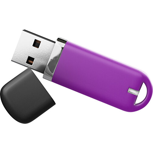 USB-Stick StylishDrive 2.0 , dunkelmagenta /schwarz MB , 2 GB , Gummiplastik, Kunststoff MB , 6,20cm x 0,75cm x 2,00cm (Länge x Höhe x Breite), Bild 1