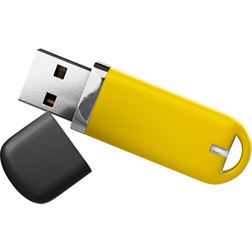 USB-Stick StylishDrive 2.0 , goldgelb /schwarz MB , 2 GB , Gummiplastik, Kunststoff MB , 6,20cm x 0,75cm x 2,00cm (Länge x Höhe x Breite), Bild 1