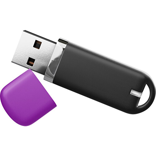 USB-Stick StylishDrive 2.0 , schwarz / dunkelmagenta MB , 2 GB , Gummiplastik, Kunststoff MB , 6,20cm x 0,75cm x 2,00cm (Länge x Höhe x Breite), Bild 1