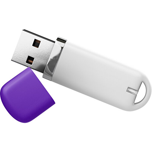 USB-Stick StylishDrive 2.0 , weiß / violet MB , 2 GB , Gummiplastik, Kunststoff MB , 6,20cm x 0,75cm x 2,00cm (Länge x Höhe x Breite), Bild 1