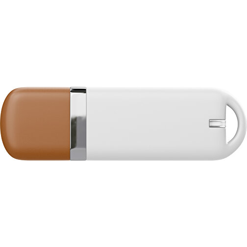 USB-Stick StylishDrive 2.0 , weiß / braun MB , 2 GB , Gummiplastik, Kunststoff MB , 6,20cm x 0,75cm x 2,00cm (Länge x Höhe x Breite), Bild 2