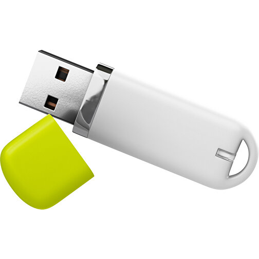 USB-Stick StylishDrive 2.0 , weiß / hellgrün MB , 2 GB , Gummiplastik, Kunststoff MB , 6,20cm x 0,75cm x 2,00cm (Länge x Höhe x Breite), Bild 1
