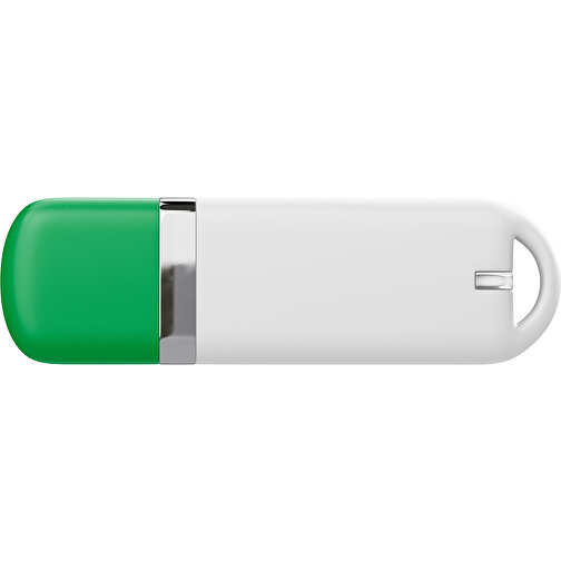 USB-Stick StylishDrive 2.0 , weiß / grün MB , 2 GB , Gummiplastik, Kunststoff MB , 6,20cm x 0,75cm x 2,00cm (Länge x Höhe x Breite), Bild 2