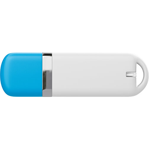 USB-Stick StylishDrive 2.0 , weiß / himmelblau MB , 2 GB , Gummiplastik, Kunststoff MB , 6,20cm x 0,75cm x 2,00cm (Länge x Höhe x Breite), Bild 2