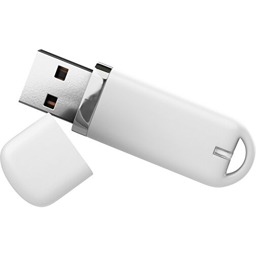 USB-Stick StylishDrive 2.0 , weiß MB , 1 GB , Gummiplastik, Kunststoff MB , 6,20cm x 0,75cm x 2,00cm (Länge x Höhe x Breite), Bild 1