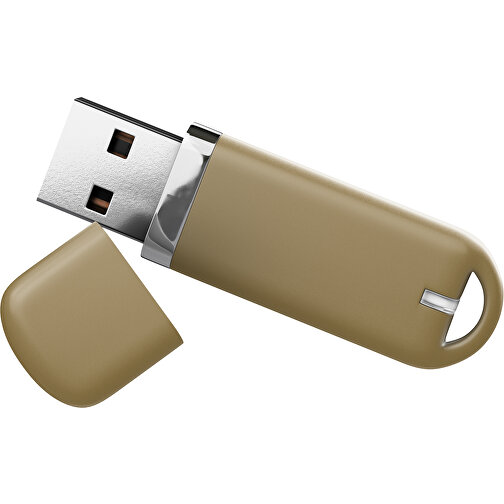 USB-Stick StylishDrive 2.0 , gold MB , 1 GB , Gummiplastik, Kunststoff MB , 6,20cm x 0,75cm x 2,00cm (Länge x Höhe x Breite), Bild 1