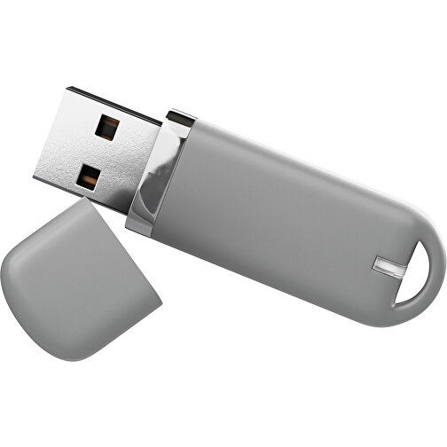 USB-Stick StylishDrive 2.0 , grau MB , 1 GB , Gummiplastik, Kunststoff MB , 6,20cm x 0,75cm x 2,00cm (Länge x Höhe x Breite), Bild 1