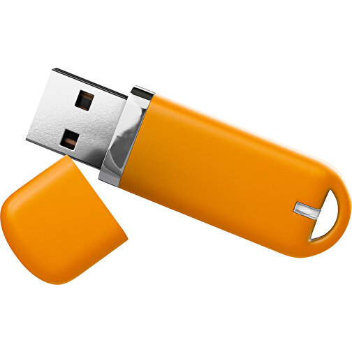 USB-Stick StylishDrive 2.0 , gelborange MB , 1 GB , Gummiplastik, Kunststoff MB , 6,20cm x 0,75cm x 2,00cm (Länge x Höhe x Breite), Bild 1