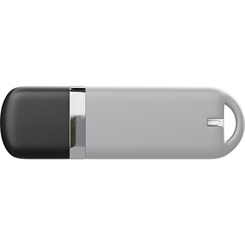 USB-Stick StylishDrive 2.0 , hellgrau /schwarz MB , 1 GB , Gummiplastik, Kunststoff MB , 6,20cm x 0,75cm x 2,00cm (Länge x Höhe x Breite), Bild 2