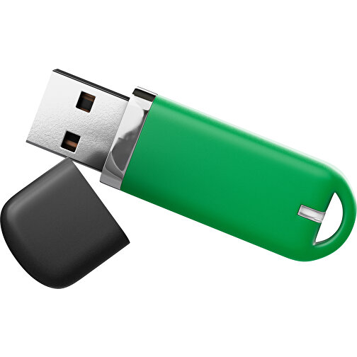 USB-Stick StylishDrive 2.0 , grün /schwarz MB , 1 GB , Gummiplastik, Kunststoff MB , 6,20cm x 0,75cm x 2,00cm (Länge x Höhe x Breite), Bild 1