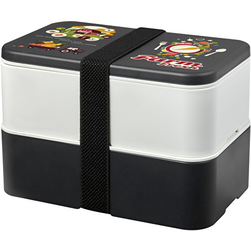 MIYO Renew Doppel-Lunchbox , granitfarben / elfenbeinweiss, 75% PP Kunststoff, 25% Zuckerrohr Biokunststoff, 18,00cm x 11,30cm x 11,00cm (Länge x Höhe x Breite), Bild 2