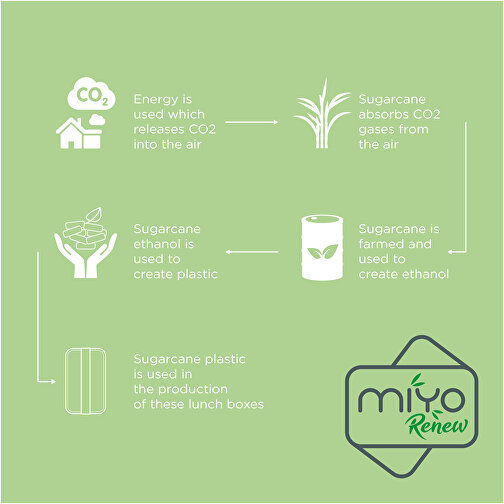 MIYO Renew Lunchbox , elfenbeinweiß, 75% PP Kunststoff, 25% Zuckerrohr Biokunststoff, 18,00cm x 6,00cm x 11,00cm (Länge x Höhe x Breite), Bild 8