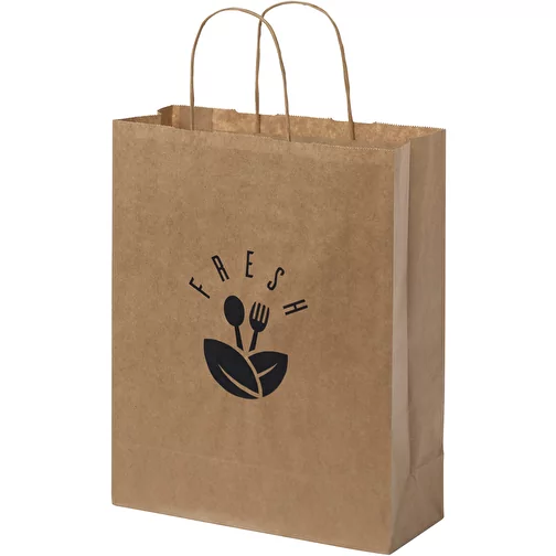 Sac en papier Kraft 80 g/m² avec poignées torsadées, taille moyenne, Image 1