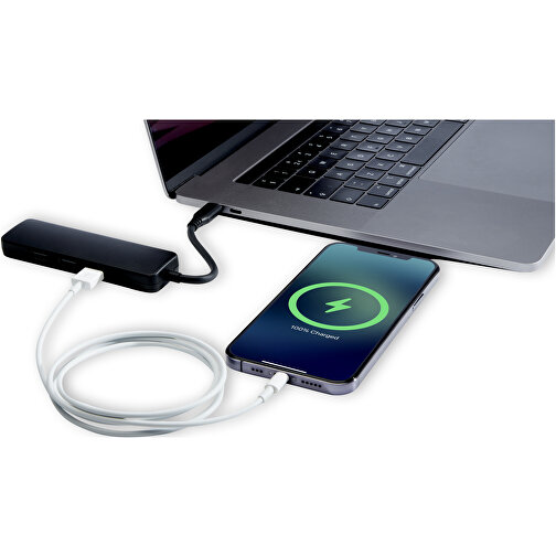 Loop Multimedia-Adapter Aus Recyceltem RCS Kunststoff USB 2.0-3.0 Mit HDMI-Anschluss , schwarz, Recycelter ABS Kunststoff, 9,00cm x 1,30cm x 3,00cm (Länge x Höhe x Breite), Bild 6