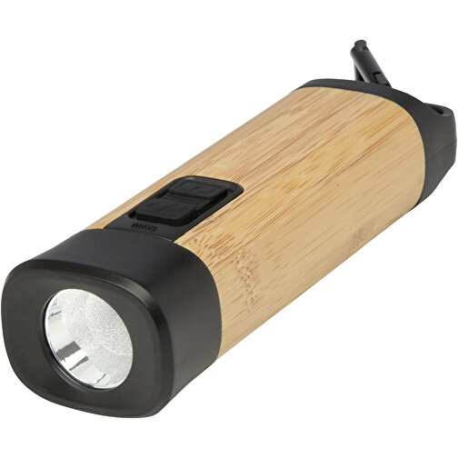 Kuma latarka z karabińczykiem wykonana z bambusa i tworzyw sztucznych pochodzących z recyklingu z, Obraz 1