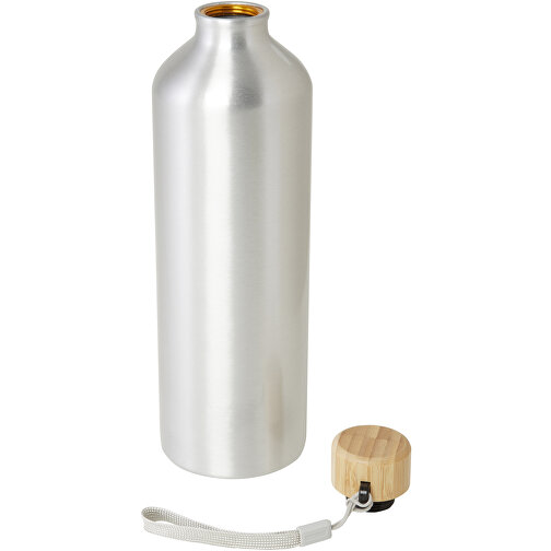 Malpeza 1L RCS-zertifizierte Wasserflasche Aus Recyceltem Aluminium , silber, Recycled Aluminium, Recycelter PP Kunststoff, Bambusholz, 10,00cm x 26,40cm x 8,00cm (Länge x Höhe x Breite), Bild 4