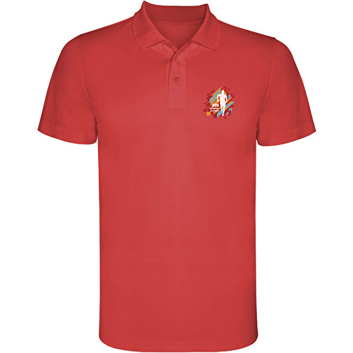 Monzha Sport Poloshirt Für Herren , rot, Piqué Strick 100% Polyester, 150 g/m2, L, , Bild 2