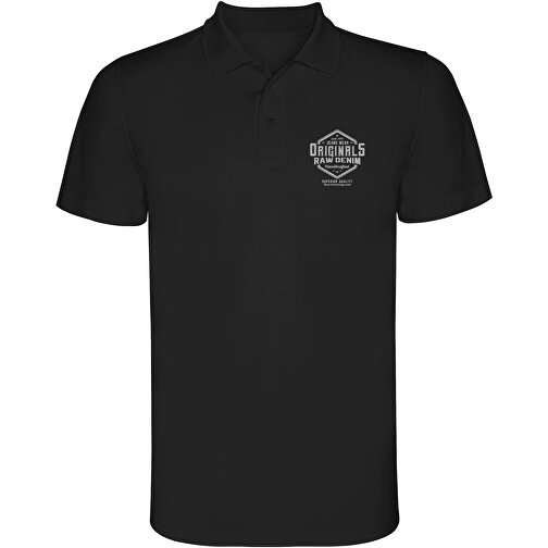 Monzha Sport Poloshirt Für Herren , schwarz, Piqué Strick 100% Polyester, 150 g/m2, M, , Bild 2