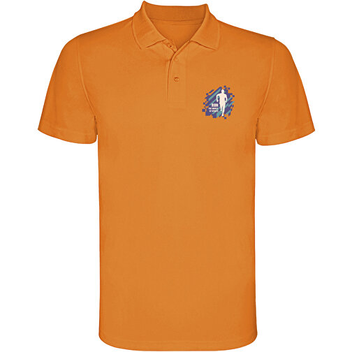 Monzha Sport Poloshirt Für Herren , fluor orange, Piqué Strick 100% Polyester, 150 g/m2, M, , Bild 2