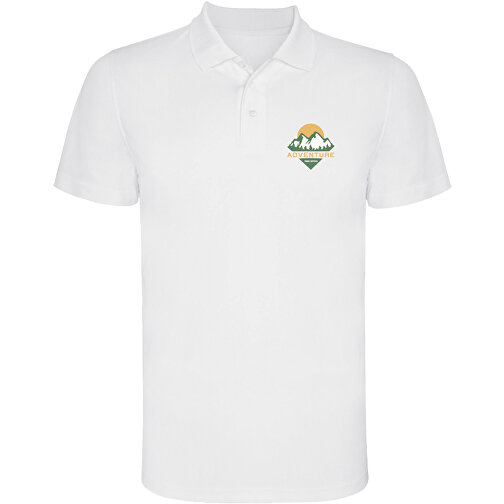 Monzha Sport Poloshirt Für Herren , weiß, Piqué Strick 100% Polyester, 150 g/m2, XL, , Bild 2