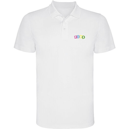 Monzha Sport Poloshirt Für Kinder , weiß, Piqué Strick 100% Polyester, 150 g/m2, 12, , Bild 2