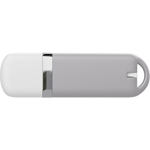 USB-Stick StylishDrive 2.0 , hellgrau / weiß MB , 1 GB , Gummiplastik, Kunststoff MB , 6,20cm x 0,75cm x 2,00cm (Länge x Höhe x Breite), Bild 2